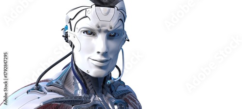 Robot head high quality very detailed 3d render