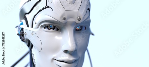 Robot head high quality very detailed 3d render
