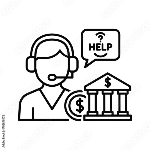 Customer service representative helping with bank and money
