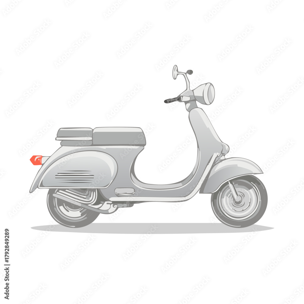 Obraz premium Retro gray scooter illustration with classic design and vintage appeal for urban transportation