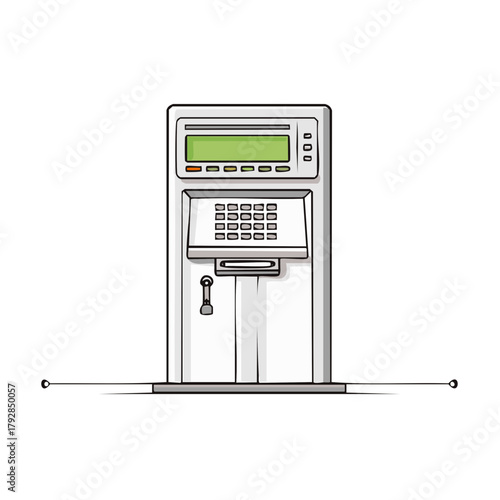Illustration of an Automated Teller Machine ATM, keypad and display.