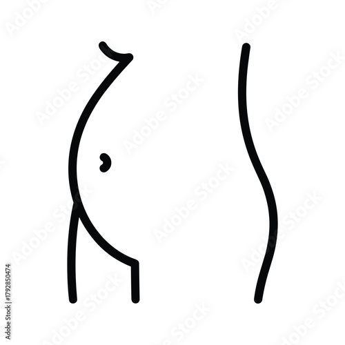 Simple line drawing of a pregnant womans torso