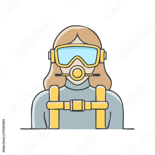 Illustration of a person wearing diving gear and mask