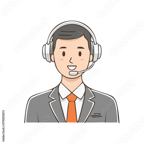 Friendly Male Customer Service Representative Wearing a Headset and Suit