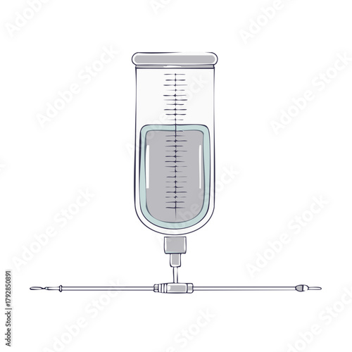 Medical intravenous IV drip fluid bag illustration for hospital treatment and healthcare