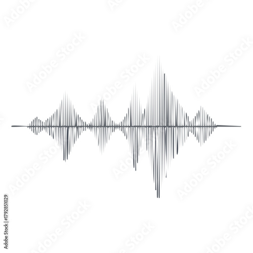 Graphic representation of a voice waveform showing sound intensity and amplitude changes