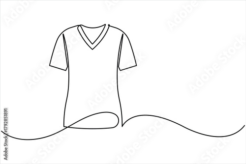 T-shirt icon continuous one line art drawing of minimalist style clothing apparel outline vector illustration design