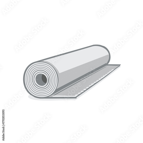 Rolled up grey material with textured edge isolated vector illustration