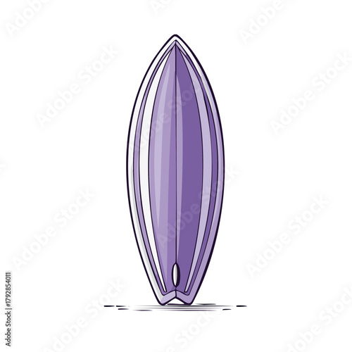 Purple surfboard standing upright vector illustration summer beach graphic design element