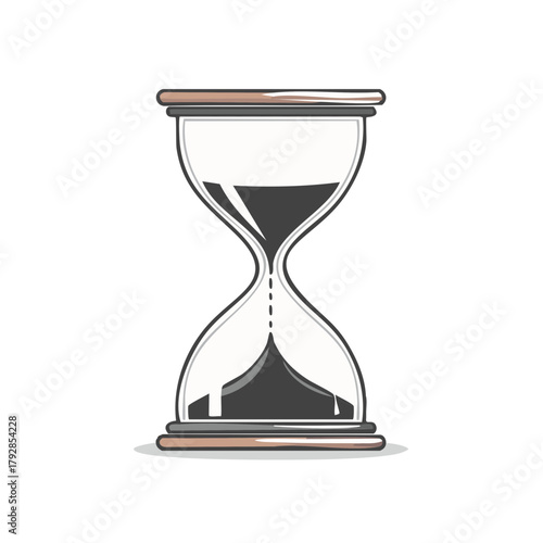 Simple hourglass with sand flowing, symbolizing time passing and urgency