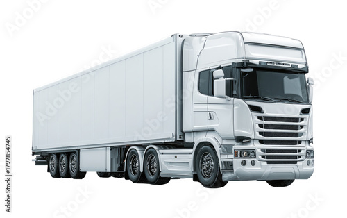 White semi-truck, large, modern, transportation