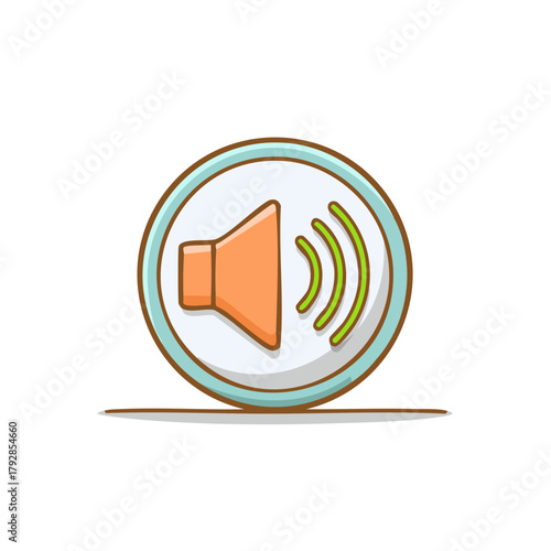 Sound Speaker Icon with Sound Waves Cartoon Vector Illustration