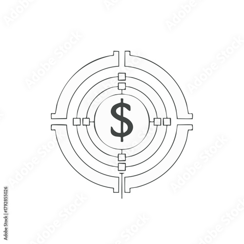 Dollar sign in crosshairs target financial goal success and profit concept