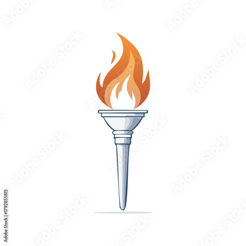 Burning Torch with Fiery Flames Abstract Illustration Symbol of Victory and Success
