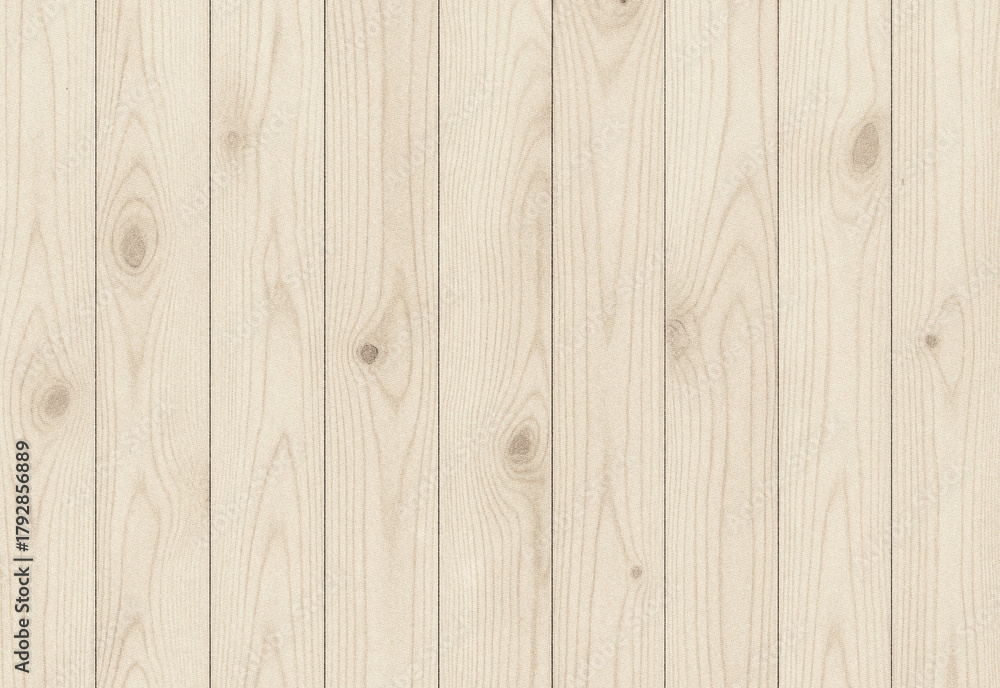 Fototapeta premium Soft wooden plank background featuring vertical timber boards with subtle grain, knots, and warm natural texture ideal for design, branding, invitations, and rustic project visuals