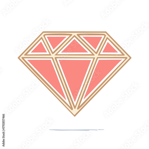 Stylized Pink Diamond Gemstone Illustration