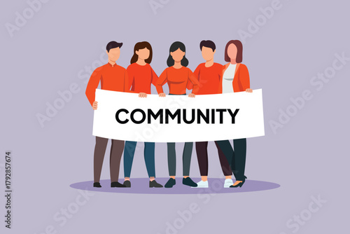 collection of people in a community. community concept. colored flat vector illustration isolated
