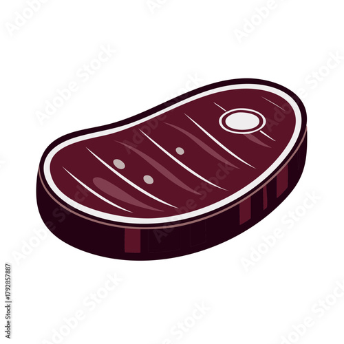 T bone steak cartoon illustration with grilled lines and white background