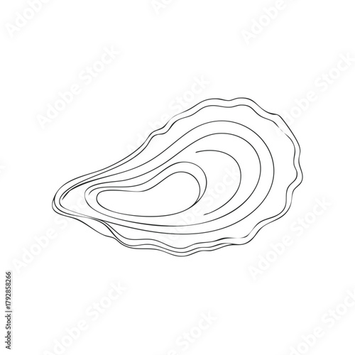 Minimalist Outline Drawing of an Oyster Shell Seafood Delicacy Illustration