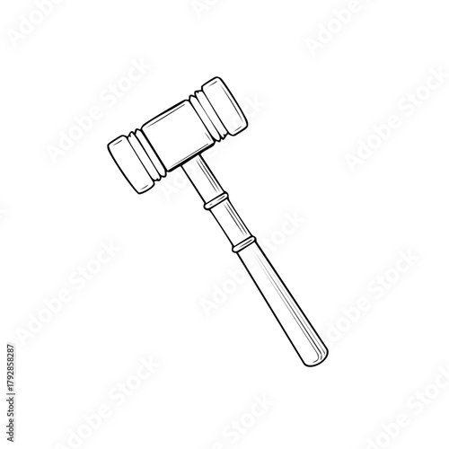 Simple hand drawn gavel illustration for legal concepts and justice themes
