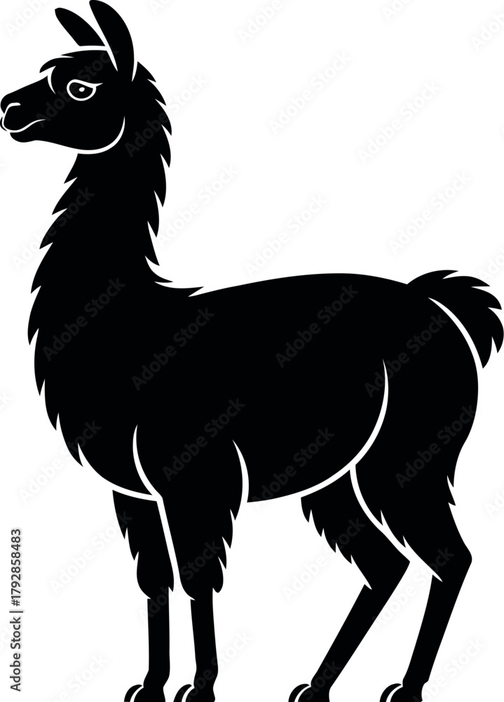 Naklejka premium Black llama graphic illustration animal silhouette