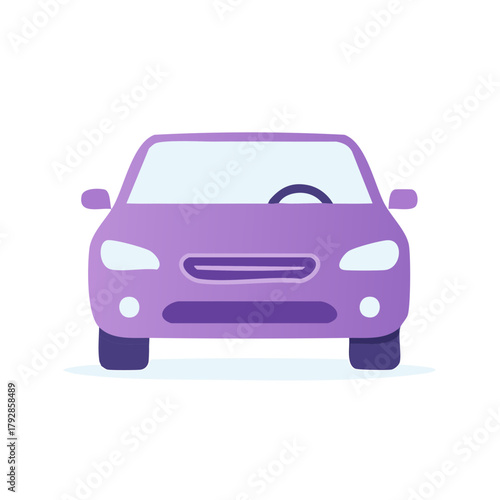 Purple modern car illustration, front view. Contemporary design concept of vehicle.