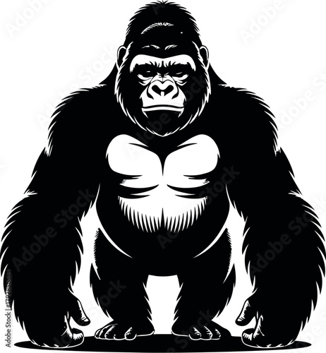 Powerful gorilla graphic sticker primate black