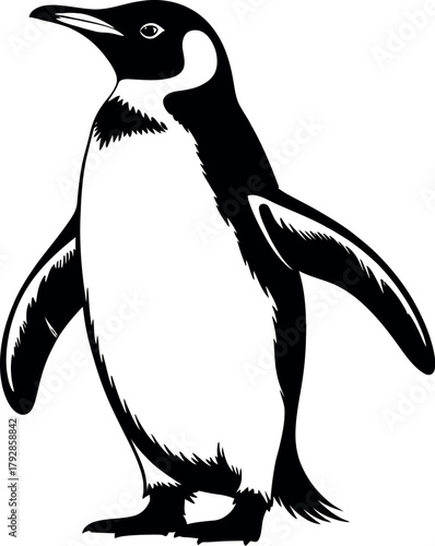 Black and white penguin illustration silhouette bird