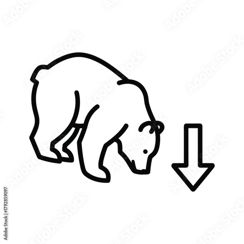 Bear market symbol with downward arrow