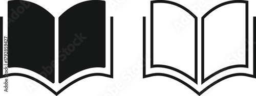 book icon set. Education, Reading, and Knowledge symbols. Library and E-reader sign. Storytelling, Research, and Content Management Symbol Collection