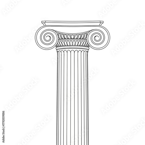 Ionic column, a classical architectural element with a fluted shaft and volutes