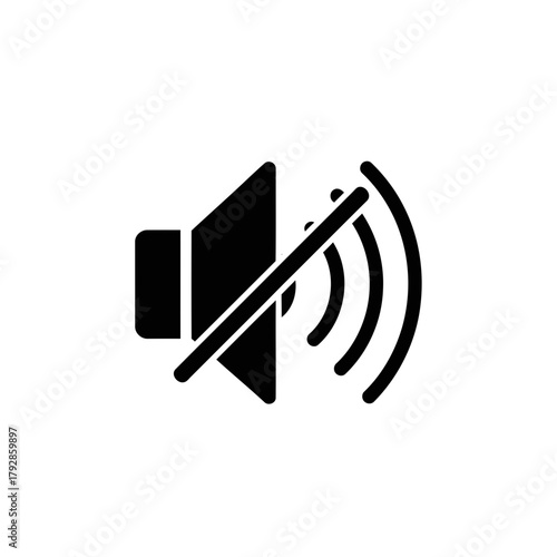 Black icon representing sound off or mute
