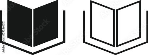 book icon set. Education, Reading, and Knowledge symbols. Library and E-reader sign. Storytelling, Research, and Content Management Symbol Collection