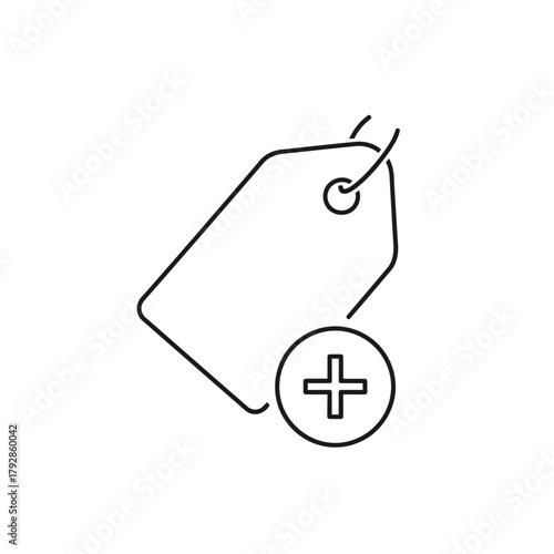Price tag icon with a plus symbol, representing adding a new item or promotion