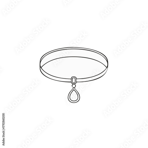 Necklace outline, teardrop pendant necklace vector illustration