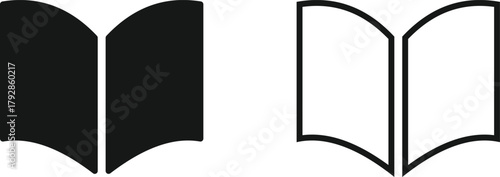 book icon set. Education, Reading, and Knowledge symbols. Library and E-reader sign. Storytelling, Research, and Content Management Symbol Collection