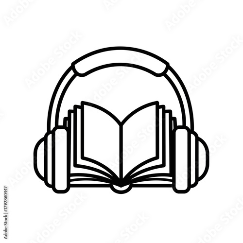 Headphones and an open book, symbolizing audiobooks and learning through listening