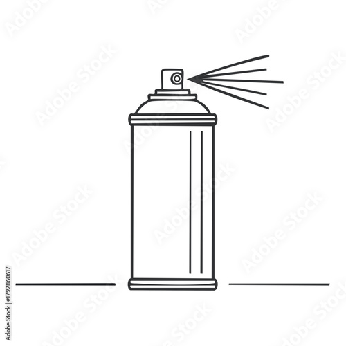 Simple graphic illustration of a spray paint can dispensing aerosol spray