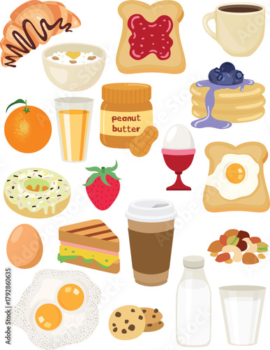 Abundant Breakfast Food Spread with Morning Delights