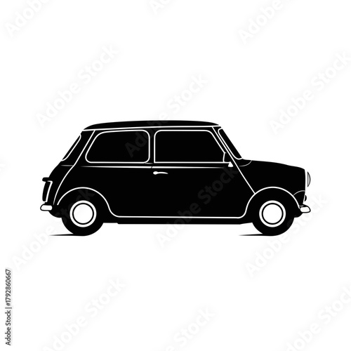 Classic black mini cooper car silhouette
