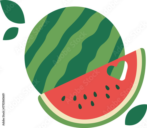 Fresh Summer Watermelon Slice Minimalist Flat Design
