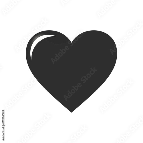 Black heart icon with a subtle crack or break