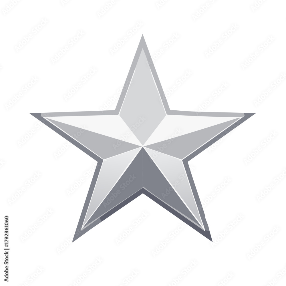Fototapeta premium Shiny metallic silver five pointed star symbol icon graphic element