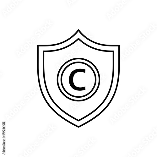 Copyright symbol inside a shield, representing protection and intellectual property rights