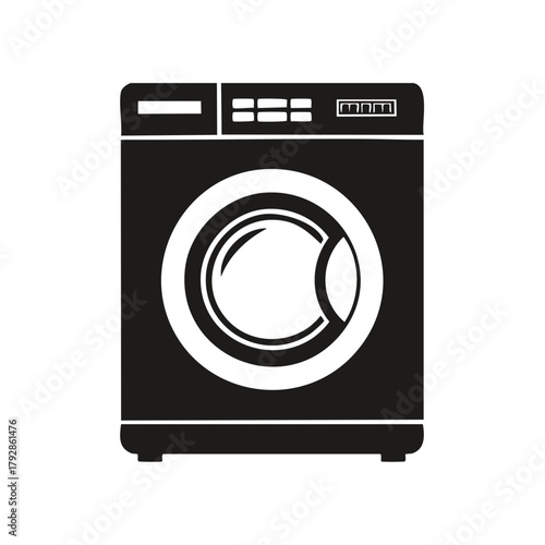 Front Load Washing Machine Icon with Digital Display and Circular Door