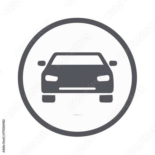 Iconic Grey Car Silhouette Inside a Circle
