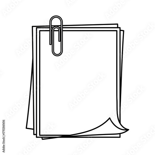 Stack of blank paper sheets held together by a metal paperclip