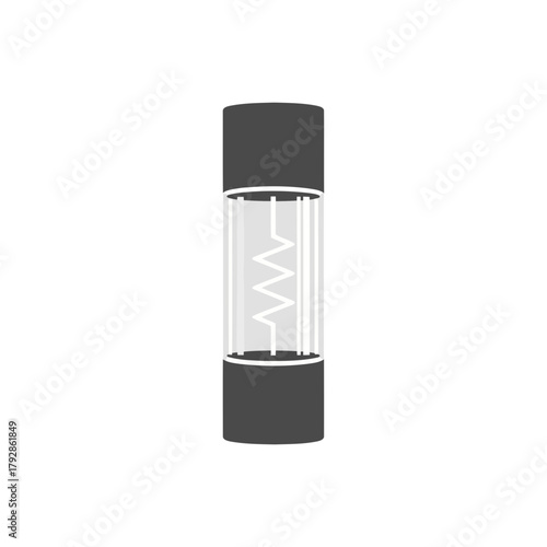 Closeup of a glass fuse with a visible filament, symbolizing electrical safety and protection