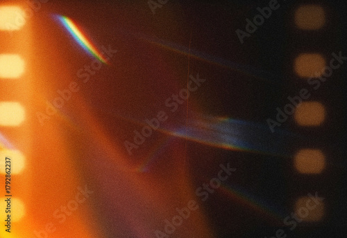 Принти на полотні Cinematic abstract light leak texture featuring warm orange glow and cool blue f