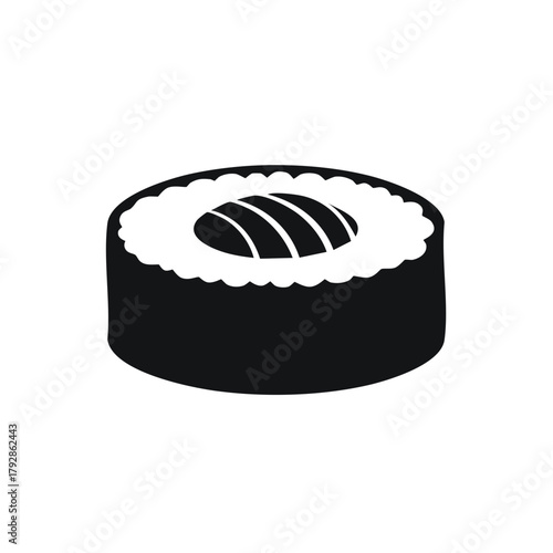 Sushi roll silhouette design. Traditional Japanese food maki vector illustration.